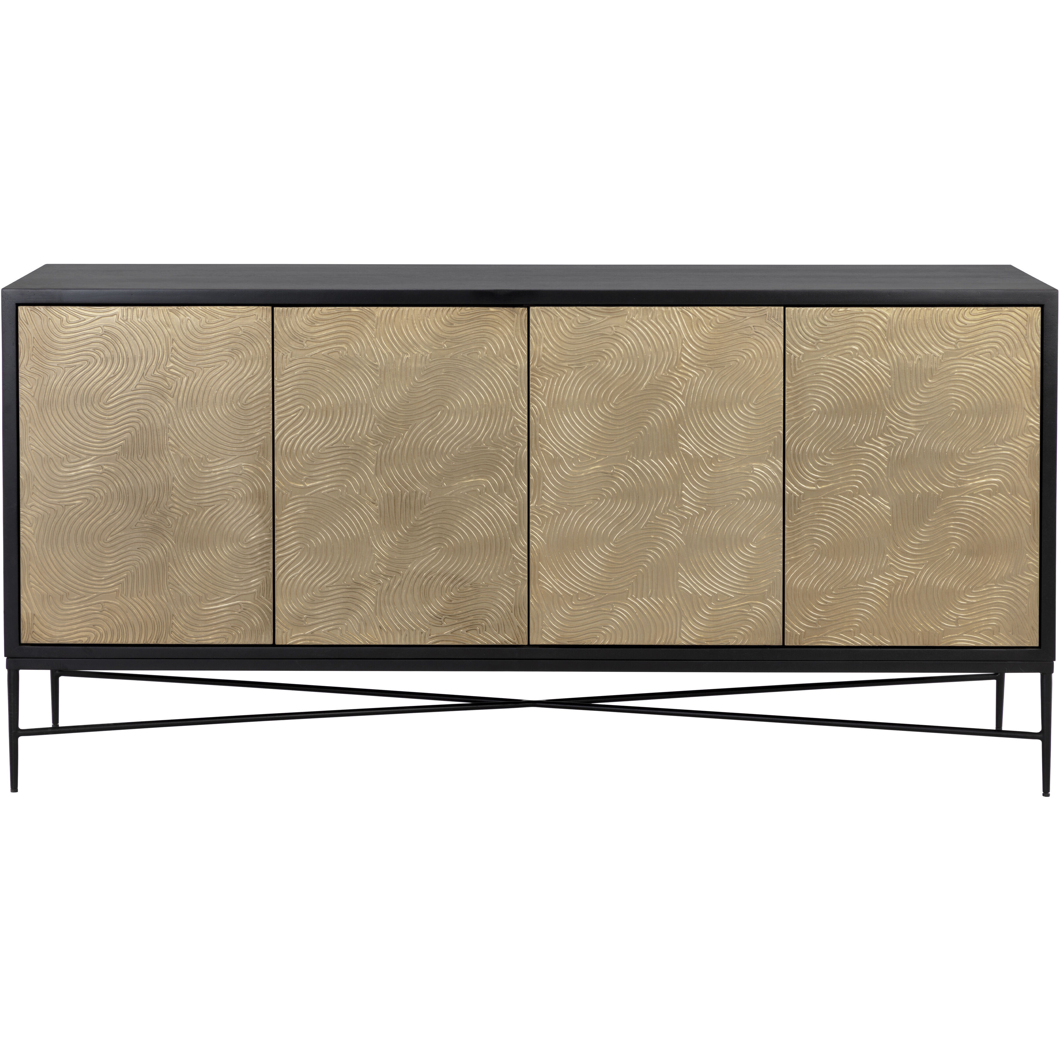Algarve 68 X 20 inch Black / Champagne Gold Sideboard